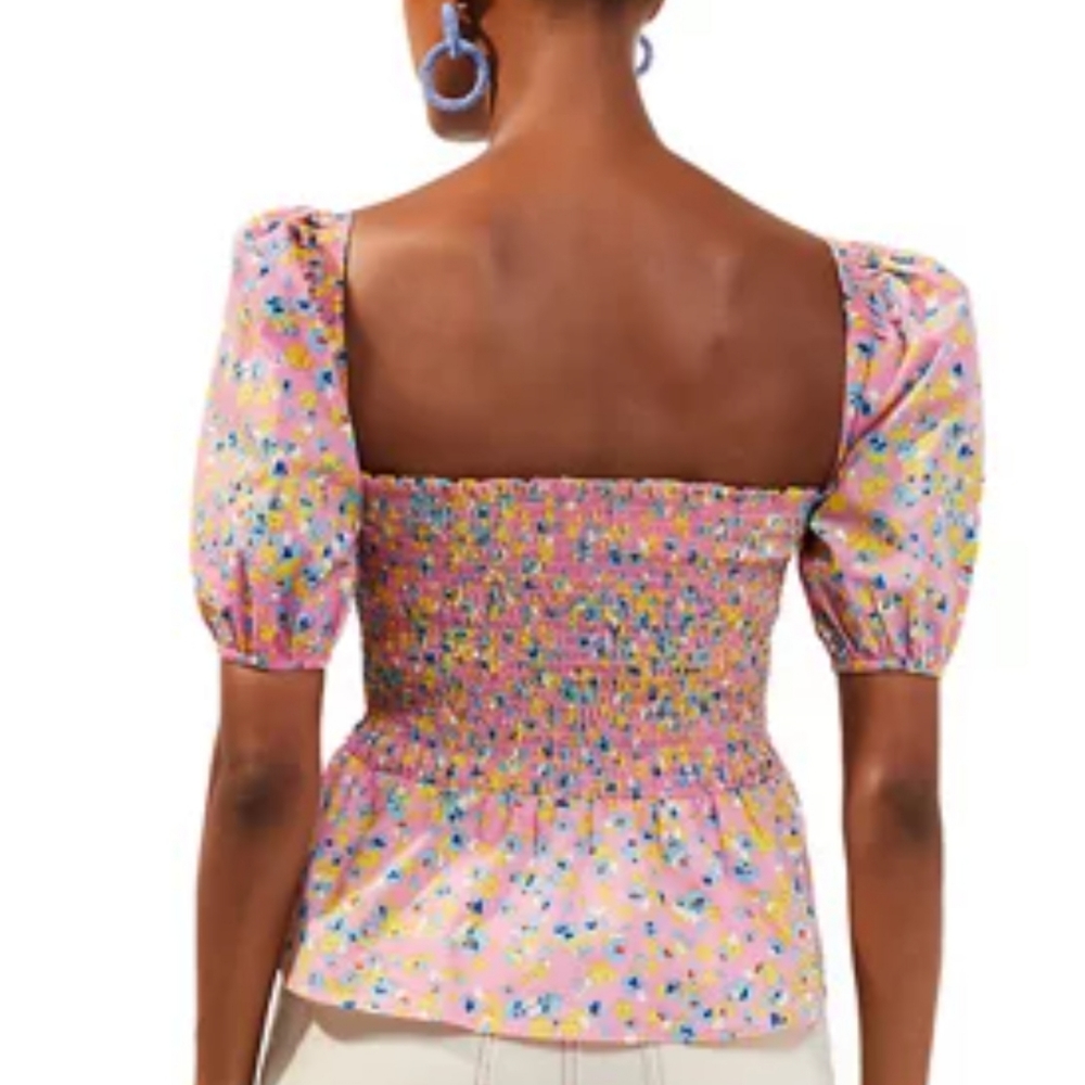 French Connection Floral Peplum Pink NWT Size UK 10 US 6 - Picture 3 of 7
